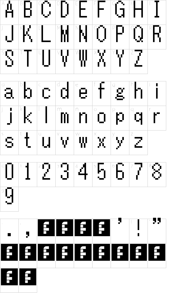 TLOZ Minish Cap/A Link to the Past/Four Sword Regular font character map