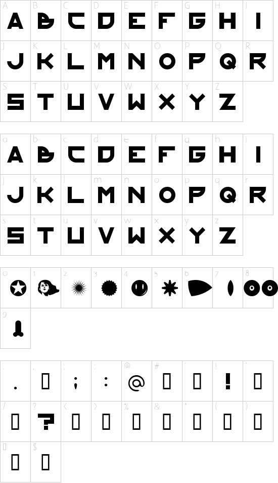 KraftUndStil font character map