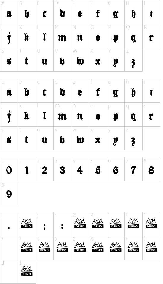 Drugstore  Regular font character map