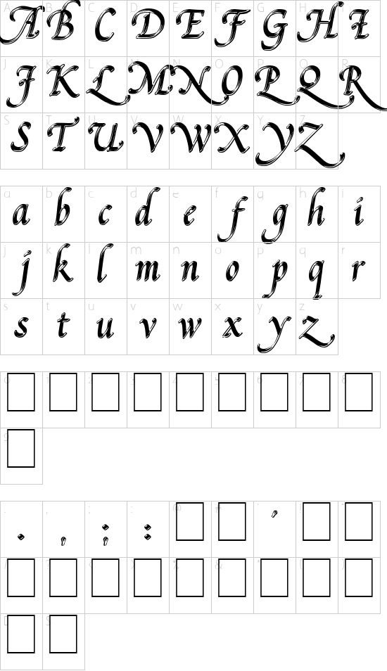 Pal Mod font character map