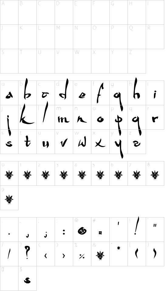 wakfu fan font character map