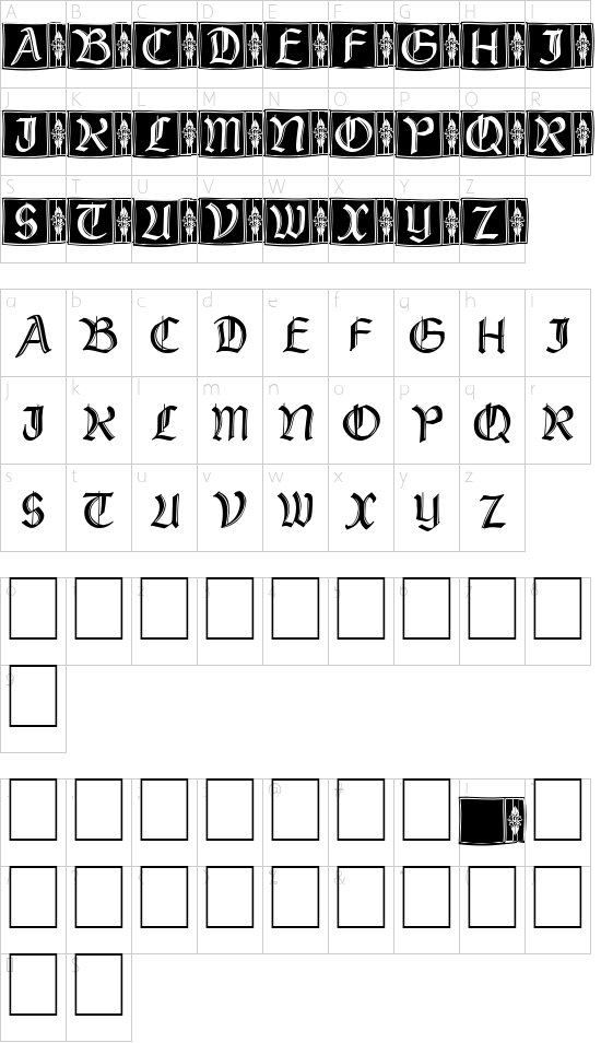 Rustick_Capitals font character map