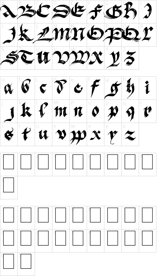 BlackFlag font character map