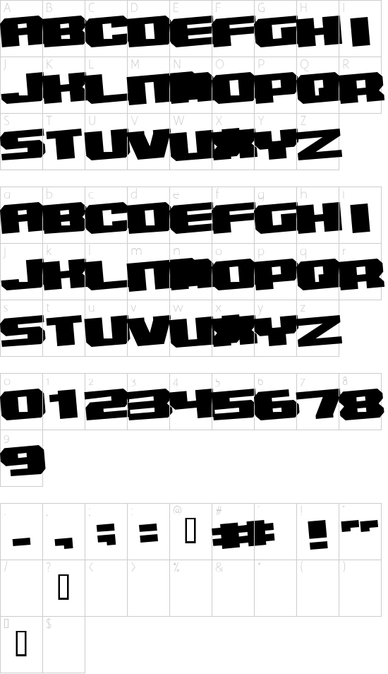 Inner Sanctum font character map