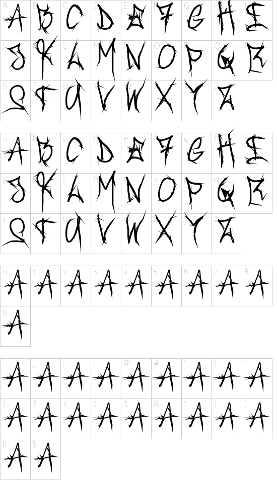 Brush_Of_Anarchy Bold font character map