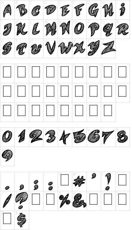 Quicker font character map