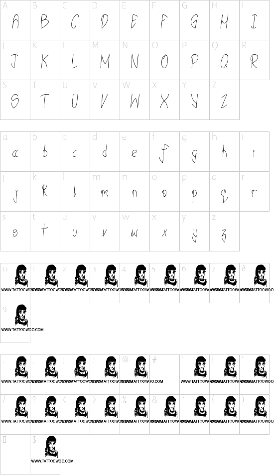 Seasons Greetings font character map