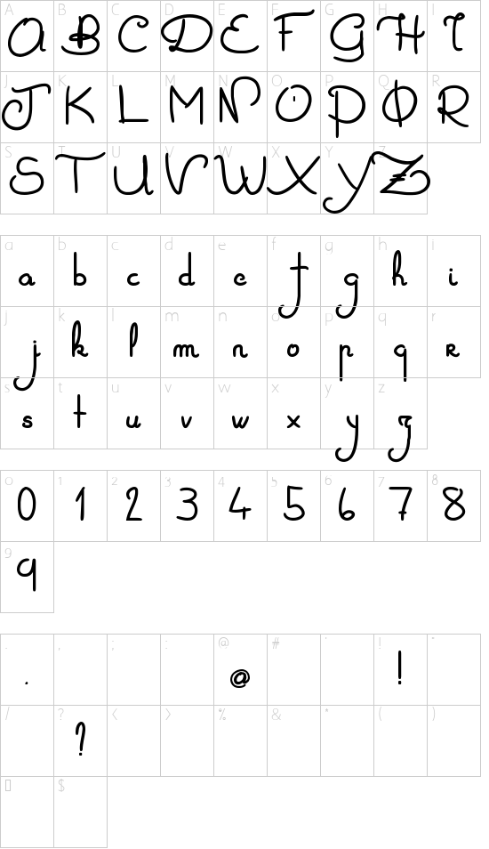 Zoa Elephantesque font character map
