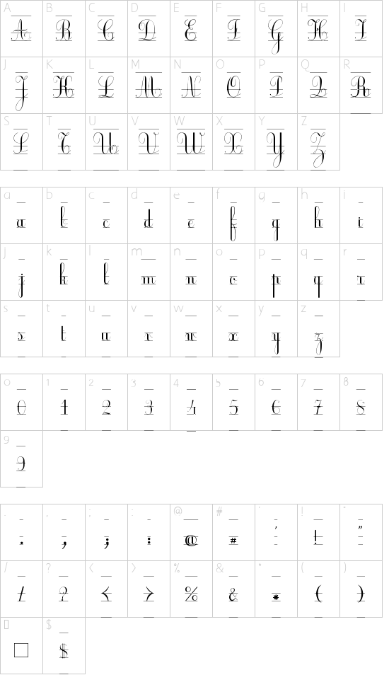 Ecolier_CP font character map