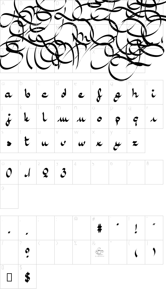 Amaldemo-Bold font character map