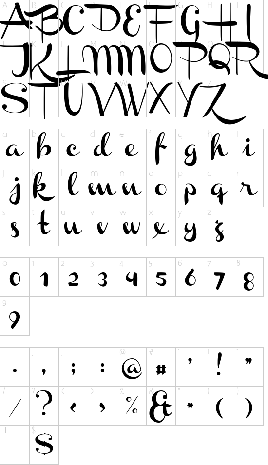 Channel font character map