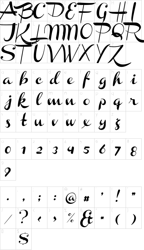 Channel Slanted 1 font character map