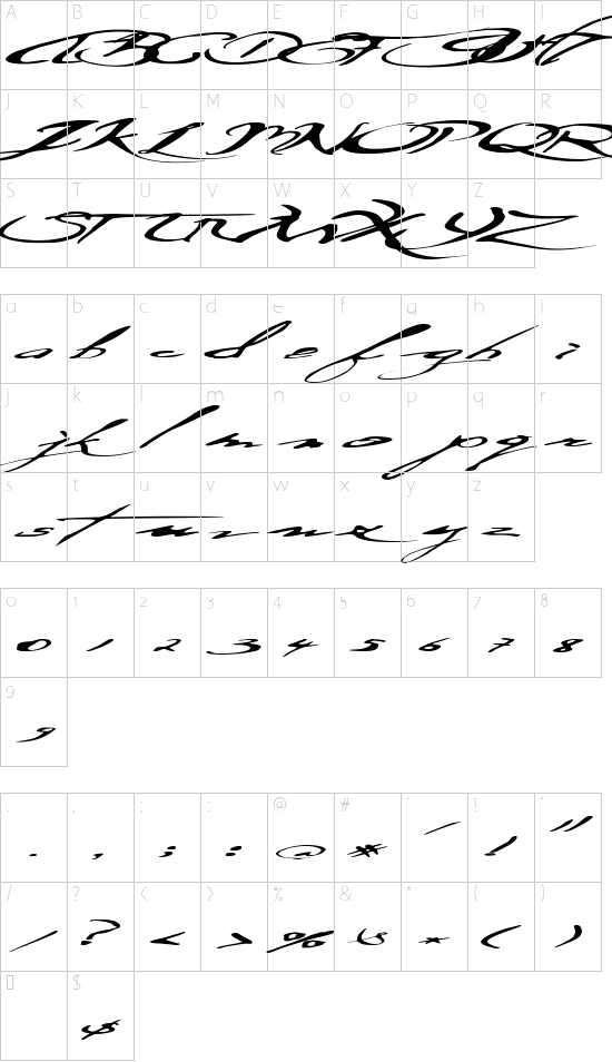 Ersatz Quality font character map