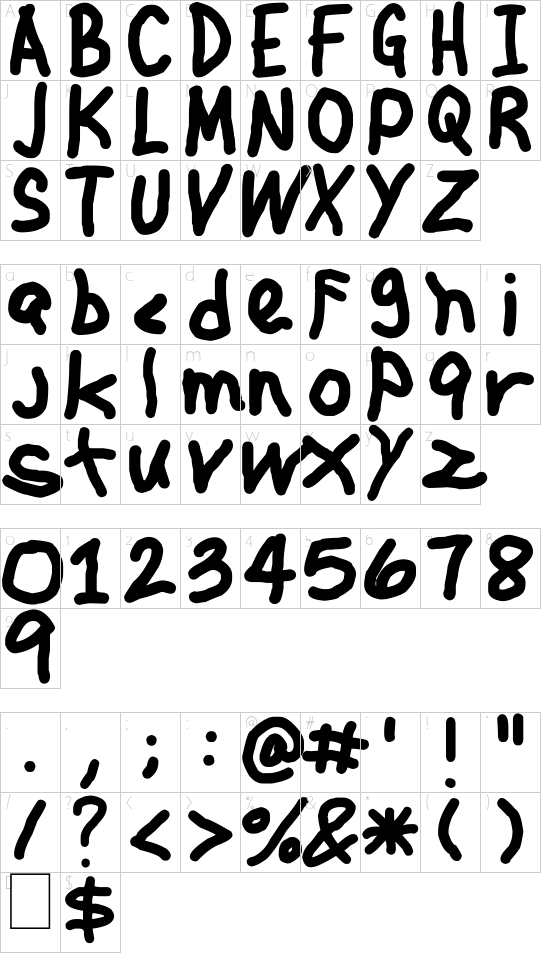 Jehzlau Concepts font character map