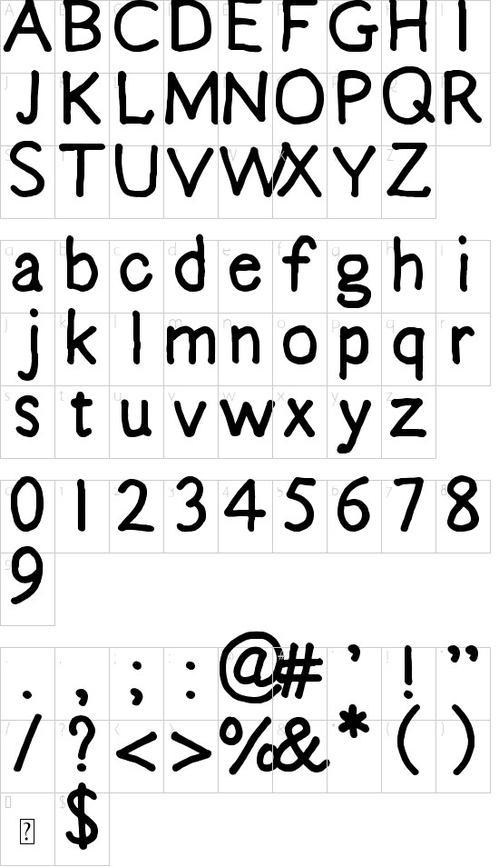 Emma Sophia font character map