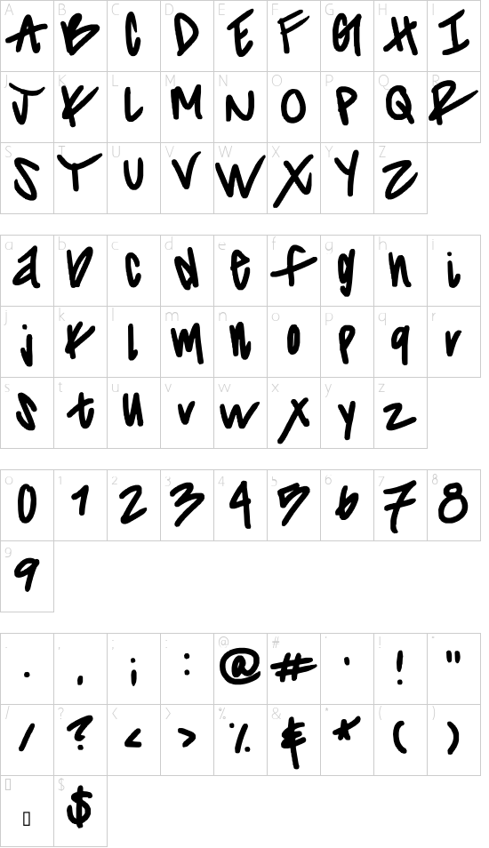 striiikerr font character map
