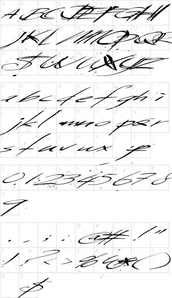 Saturday Sunday Monday font character map
