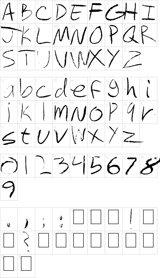 chalkboard font character map