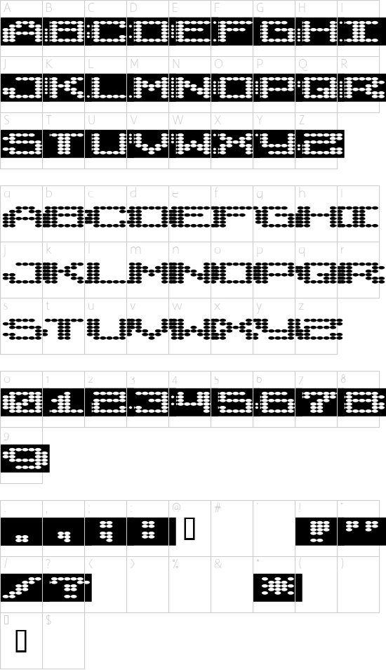 SyntheticSyncronism font character map