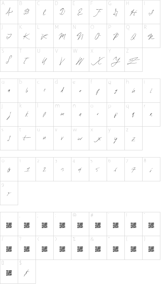 BrokenFixed font character map