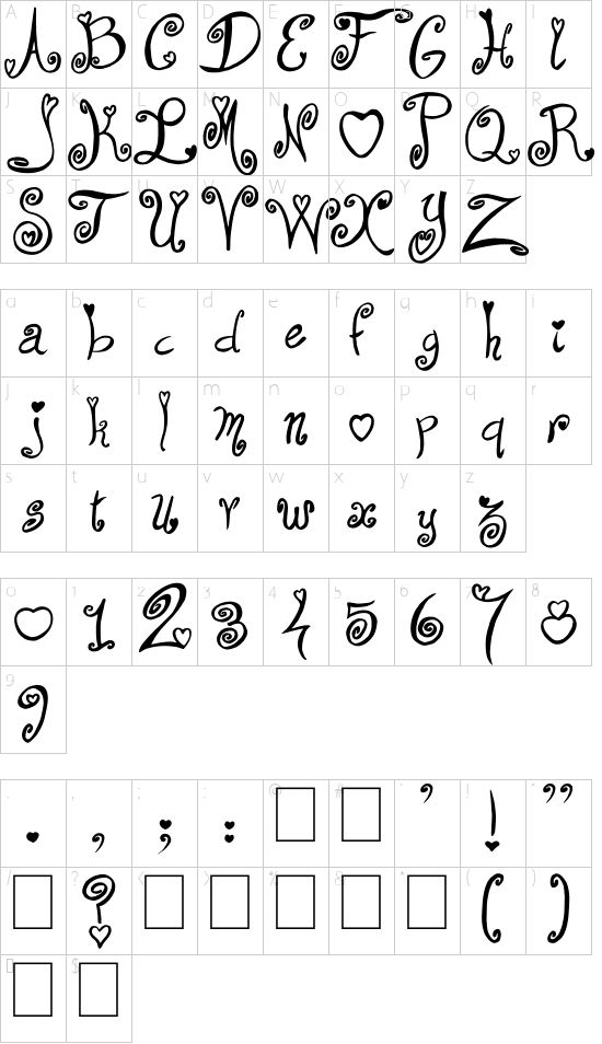 From Me 2 You font character map