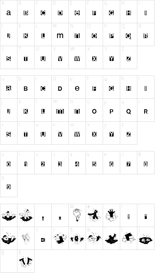 HelloweeniA font character map
