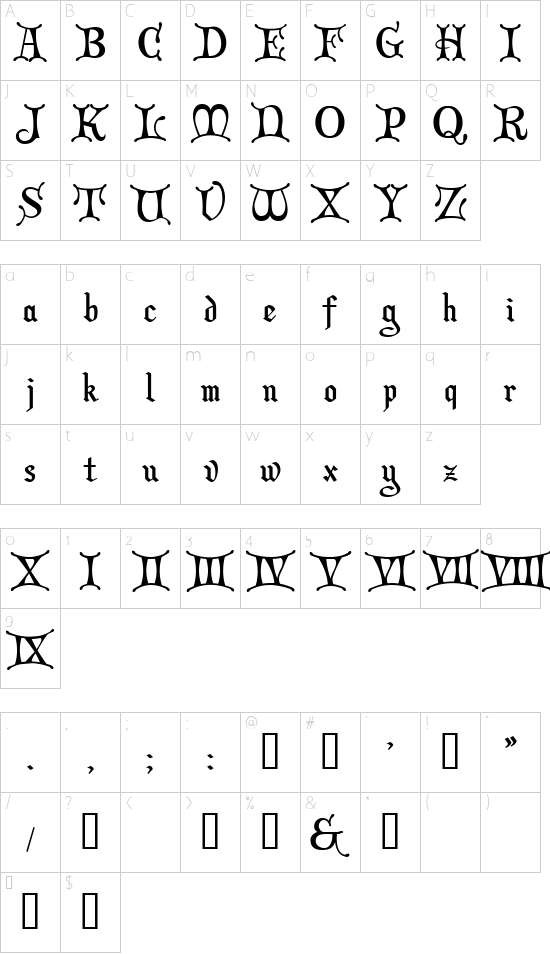 Christmas Card  II font character map