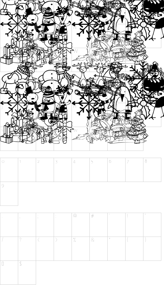 xmas cartoon font character map