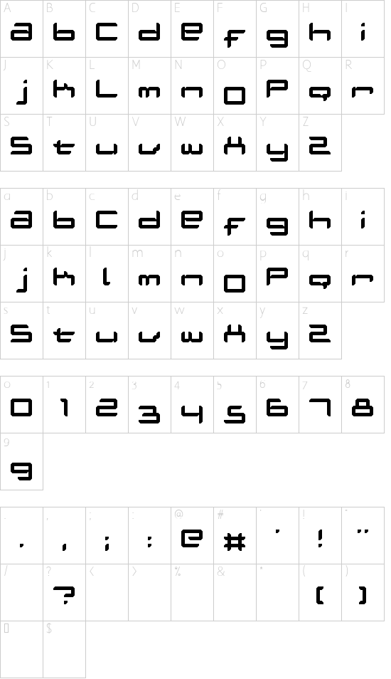 Ablattive font character map