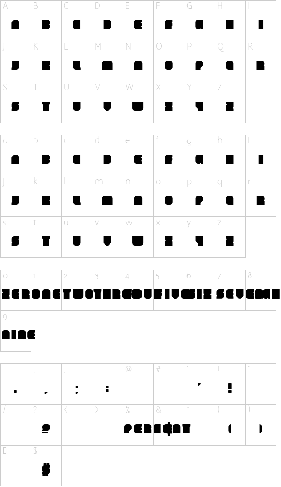 ConstructRegular font character map