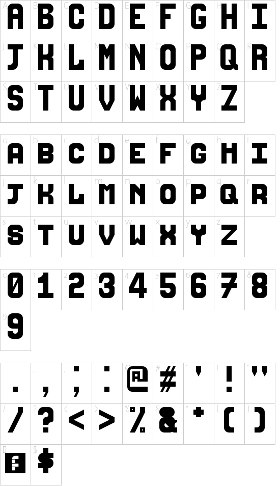 anandala Regular font character map