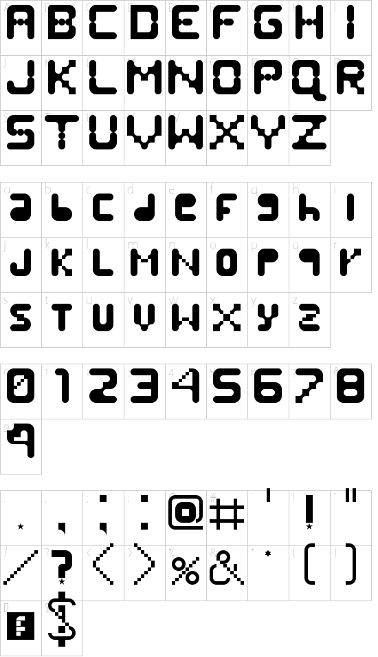 BANJJAK Regular font character map