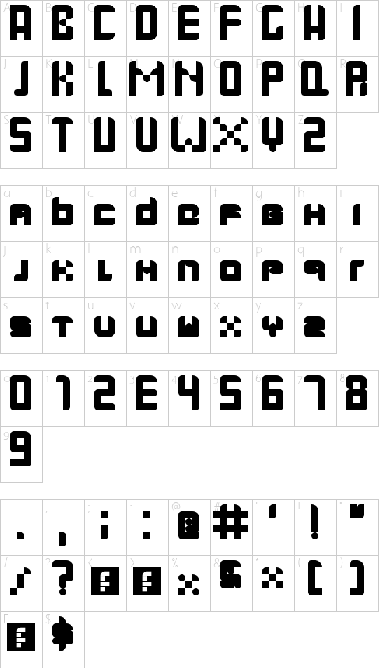 Gallardo Regular font character map