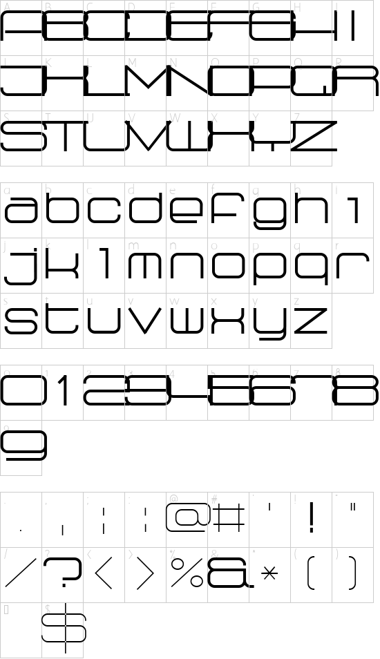Radio 187.5 Bold font character map