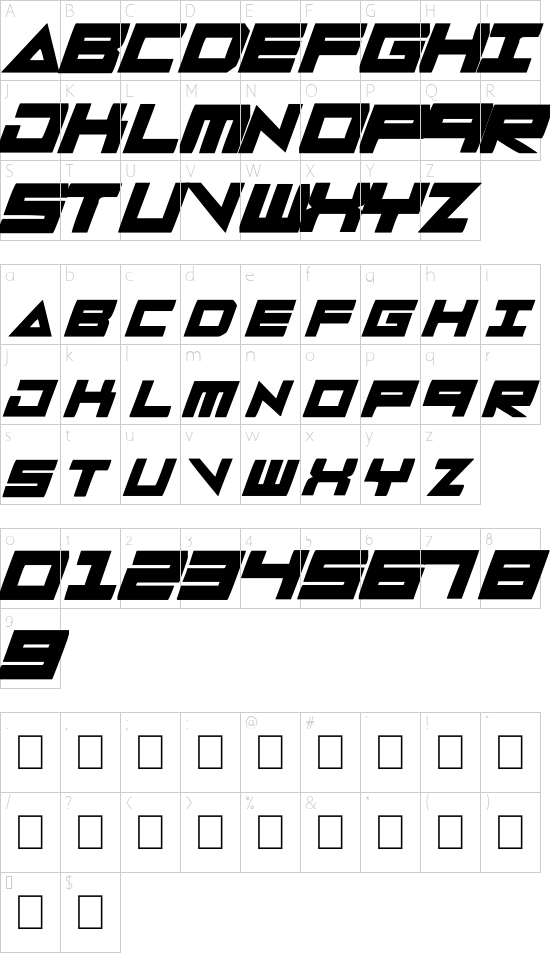 5STAR League font character map