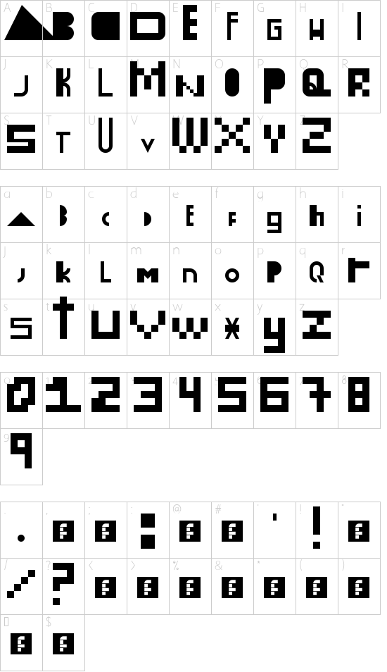 Hola Bitch! Regular font character map