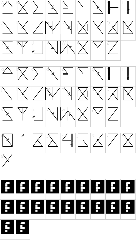 Skramline Regular font character map