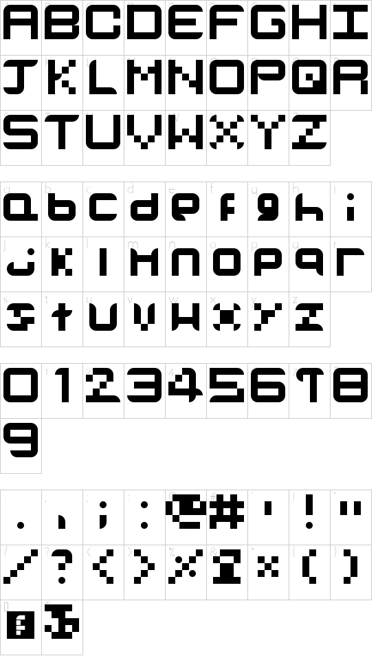 TVGlobeHD Regular font character map