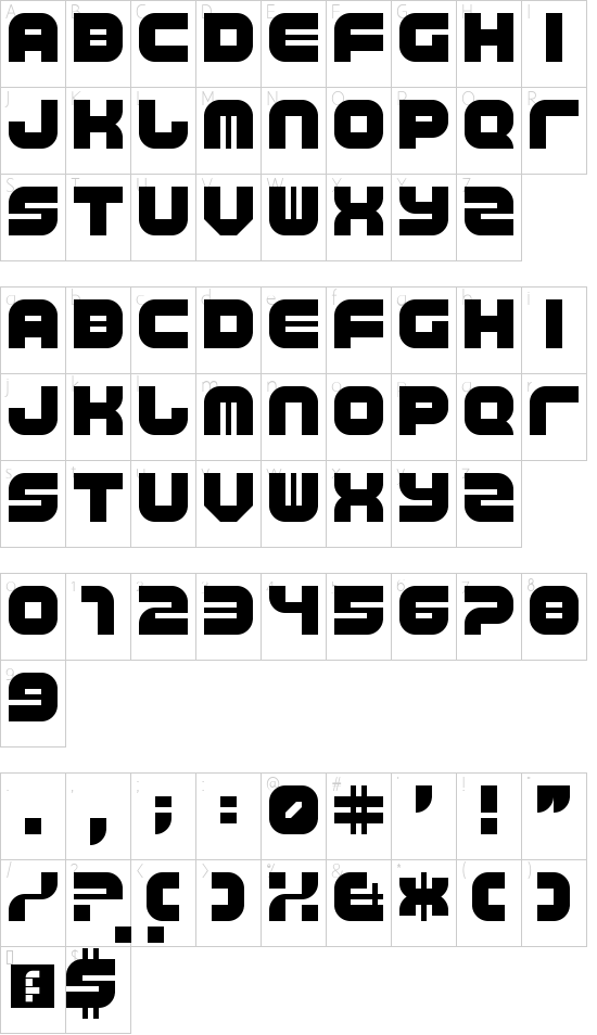 Trip Trap Regular font character map