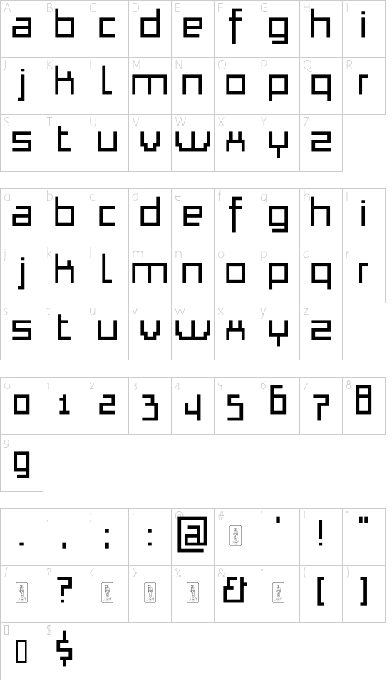 Thapkie MG font character map