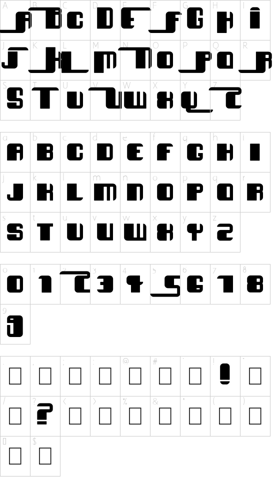 Essef font character map