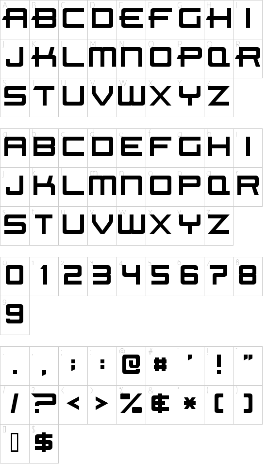 Beast Machines font character map