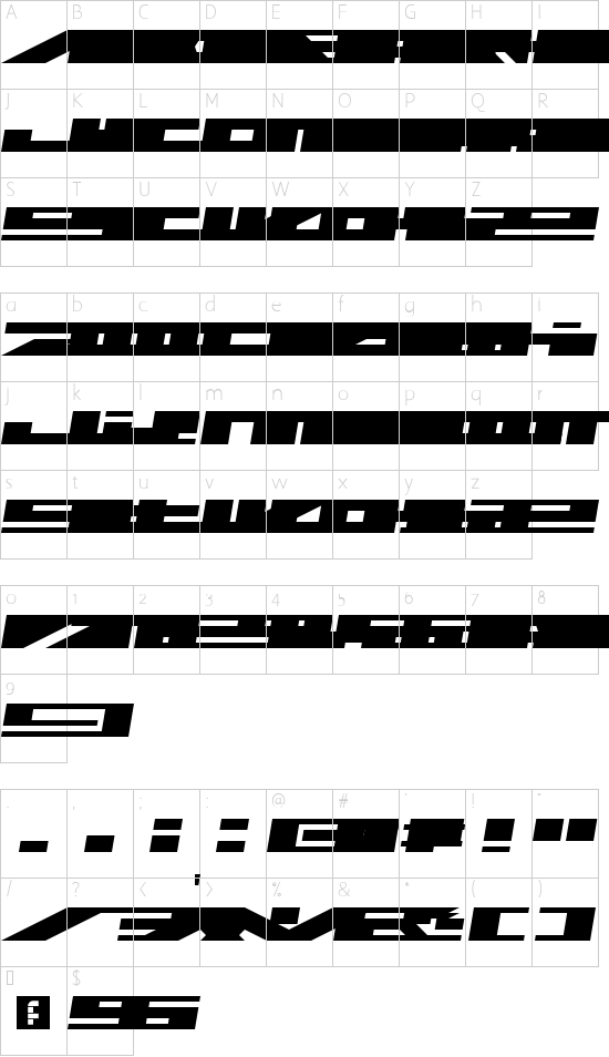 LDR DREAM Regular font character map