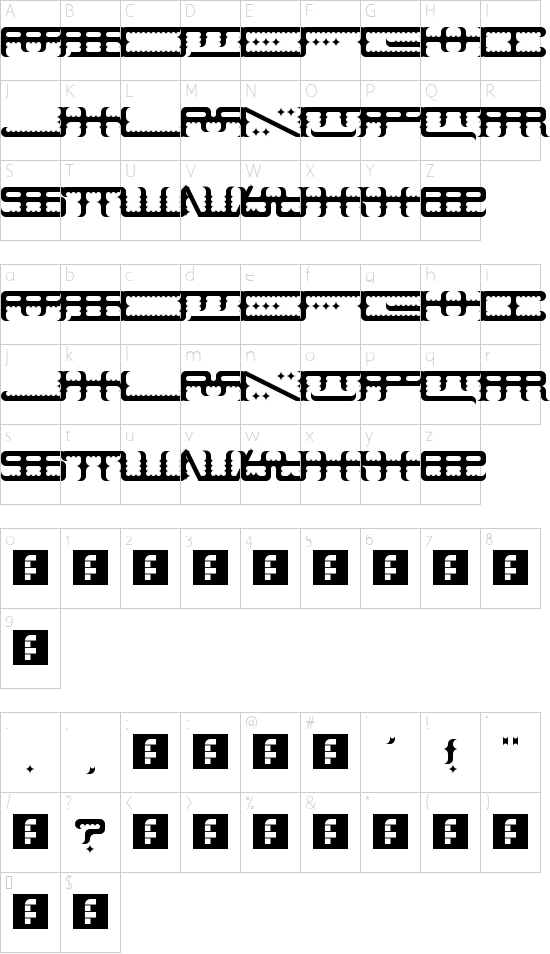 Space Odin Regular font character map