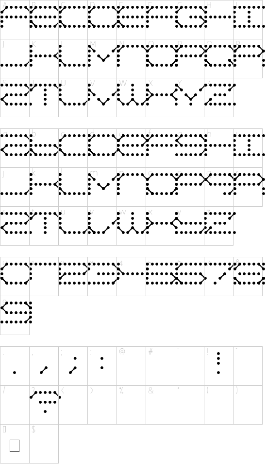 QZ Teletype font character map