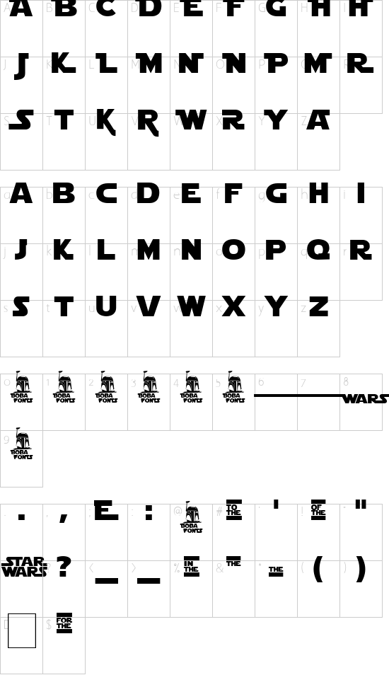 Star Jedi Logo DoubleLine2 font character map
