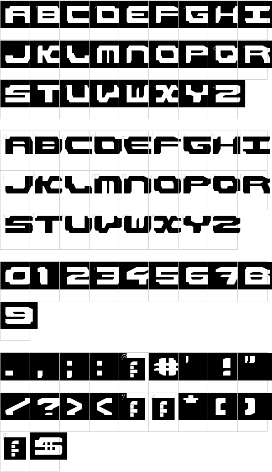 LDR#1 Regular font character map