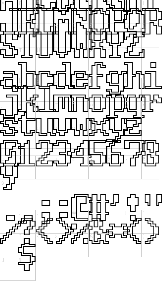 FixCystNeon font character map