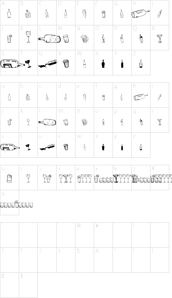 26alco font character map