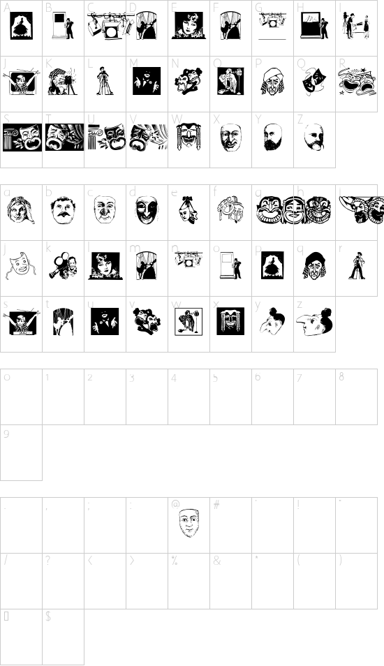 DramaAndCo font character map